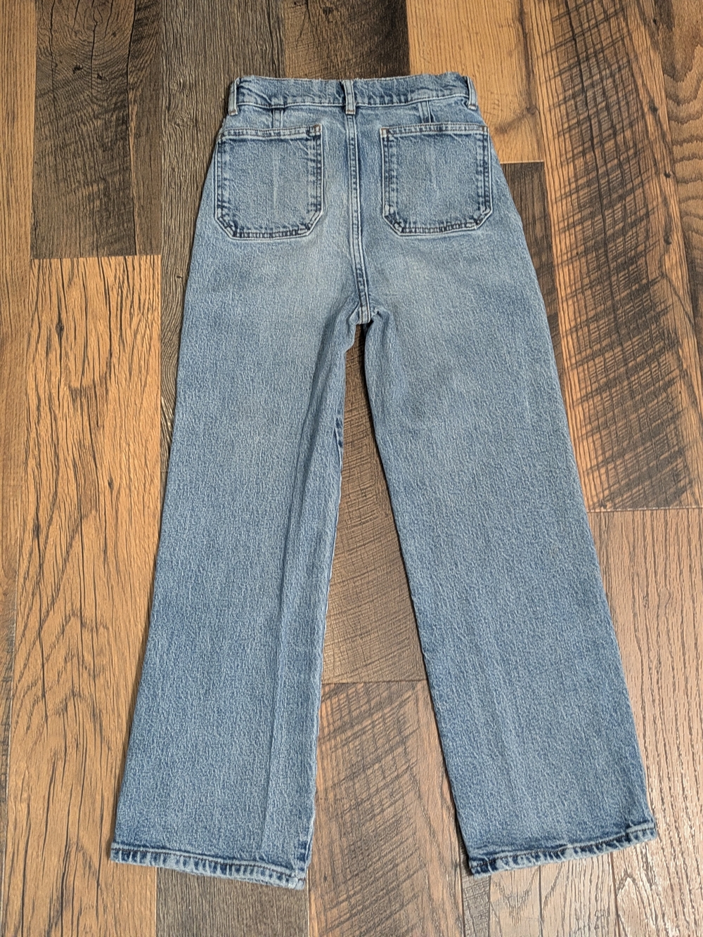 Reformation Alyssa High Rise Wide Leg Patch Pocket Jeans Light Sz 24 Repaired - Picture 2 of 9